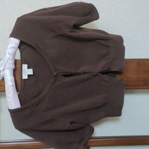 Ann Taylor Loft XS Dark Brown Button Front Shrug